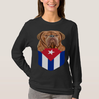 Camiseta Cuba Flag Dogues de Bordeaux Dog In Pocket