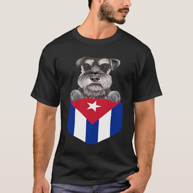 Camiseta Cuba Flag Miniature Schnauzer Dog In Pocket (Anverso)