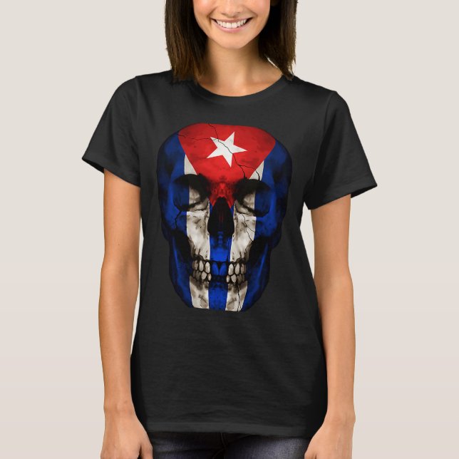 Camiseta Cuba Flag Skull Cuban Roots Proud Patriotic (Anverso)