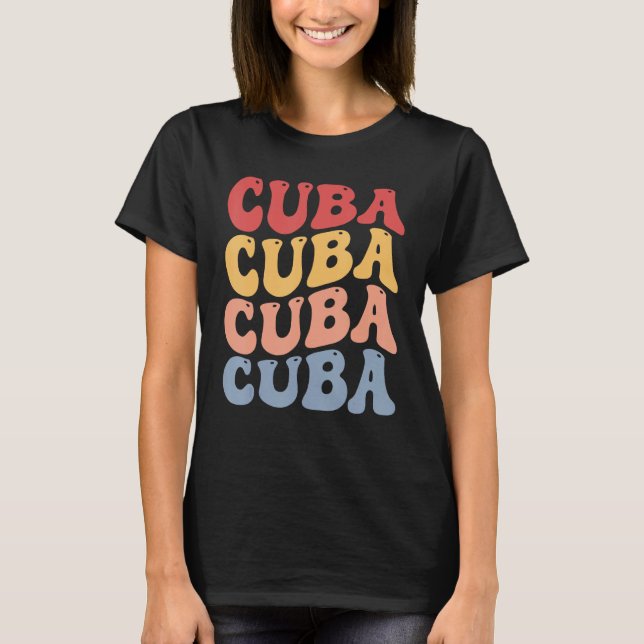 Camiseta Cuba Groovy Retro Cubano (Anverso)