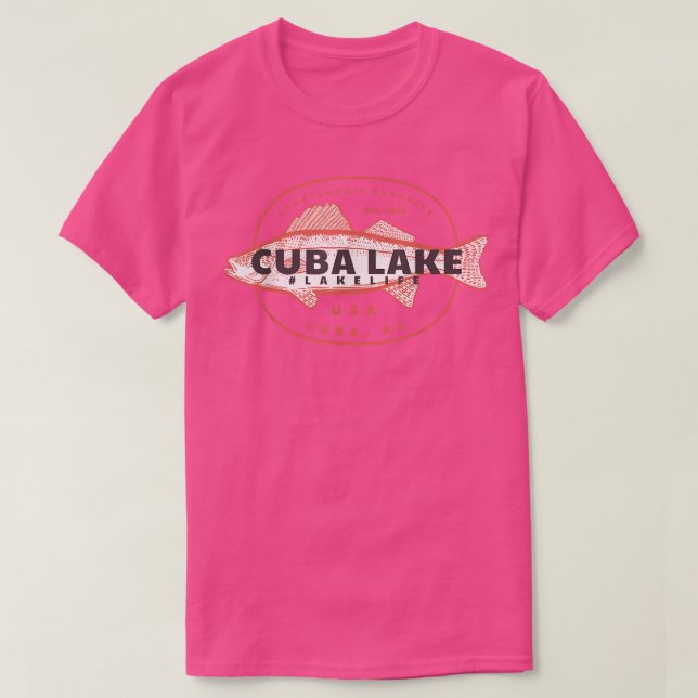 Camiseta Cuba Lago Nueva York NY Lakelife Pescado de Anglag (Diseño del anverso)