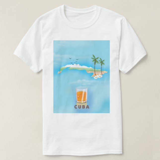 Camiseta Cuba mapa ilustrado cartel de viaje (Diseño del anverso)