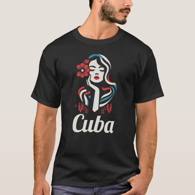 Camiseta Cuba País con bello diseño femenino (Anverso)