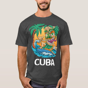 Camiseta Cuba Palm Tree Surfing Beach Vacaciones Tiki Man P