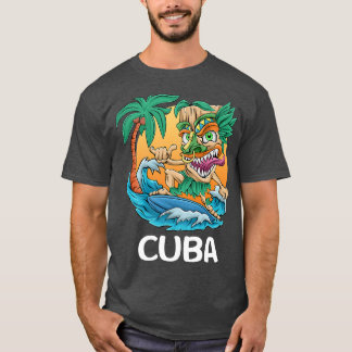 Camiseta Cuba Palm Tree Surfing Beach Vacaciones Tiki Man P