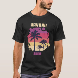 Camiseta Cuba Palm Tree Surfing Havana Ocean Vacation