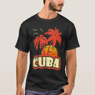 Camiseta Cuba Palm Trees Playa Sunset de los años 80