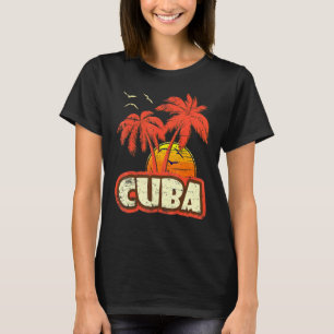 Camiseta Cuba Palm Trees Playa Sunset de los años 80
