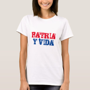 Camiseta Cuba Patria y vida SOS Cuba azul rojo blanco