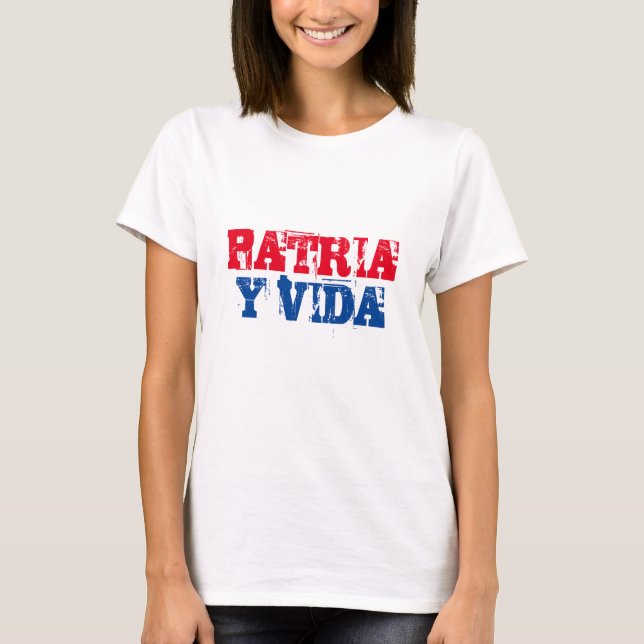 Camiseta Cuba Patria y vida SOS Cuba azul rojo blanco (Anverso)