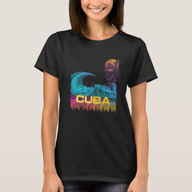 Camiseta Cuba Retro 80 Estilo Vaporwave Surf (Anverso)