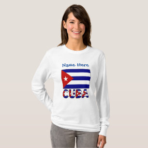 Camiseta Cuba y Bandera Cubana Azul Oscuro Personalización