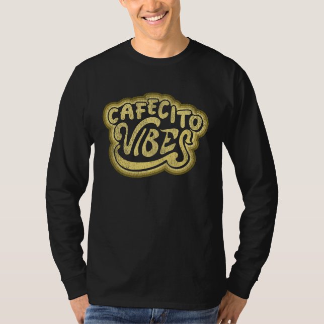 Camiseta Cuban Coffee Cafecito Vibes Distressed Look Graphi (Anverso)