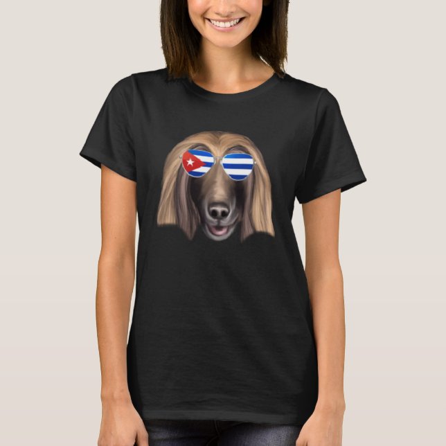 Camiseta Cuban Flag Afghan Hound Dog Cuba Pocket (Anverso)