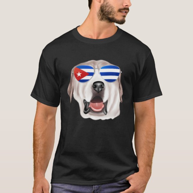 Camiseta Cuban Flag Great Pyrenee Dog Cuba Pocket (Anverso)