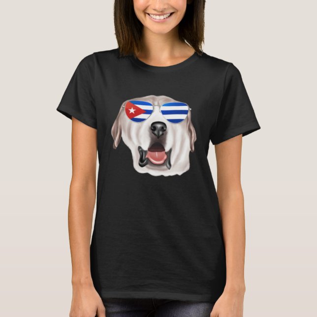 Camiseta Cuban Flag Great Pyrenee Dog Cuba Pocket (Anverso)