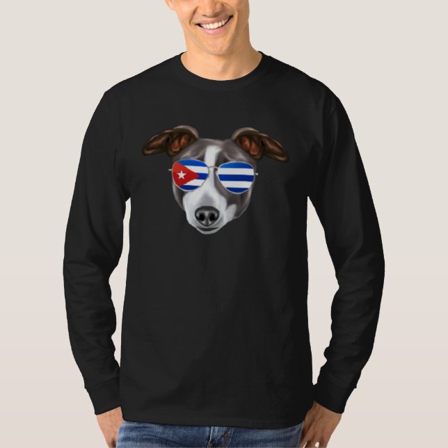 Camiseta Cuban Flag Italian Greyhound Dog Cuba Pocket (Anverso)