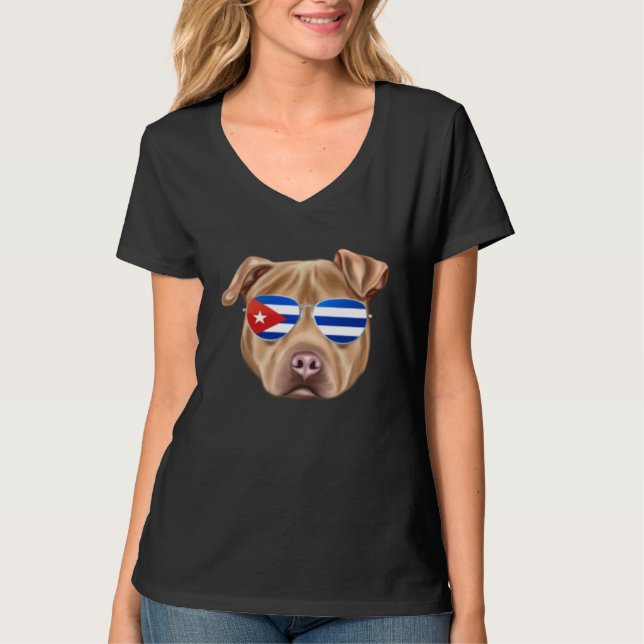 Camiseta Cuban Flag Usa Staffordshire Terrier Dog Cuba Pock (Anverso)