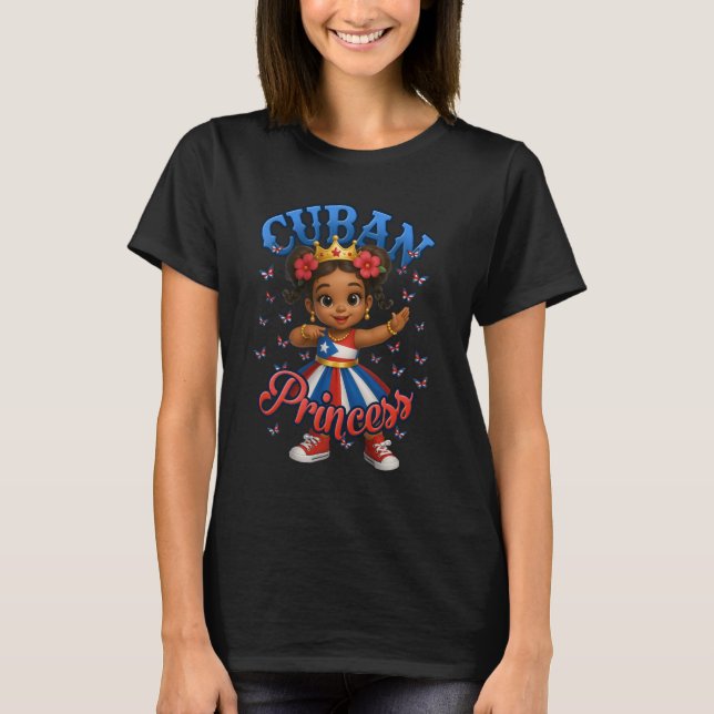 Camiseta Cuban Princess Flag Dance Girl Cuba Pride Caribbea (Anverso)
