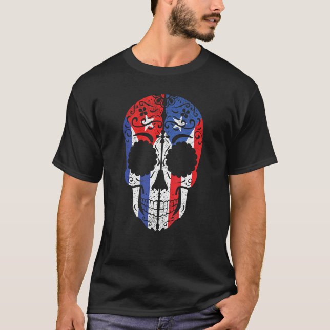 Camiseta Cuban Puerto Rican Sugar Skull Cuba Puerto Rico Fl (Anverso)