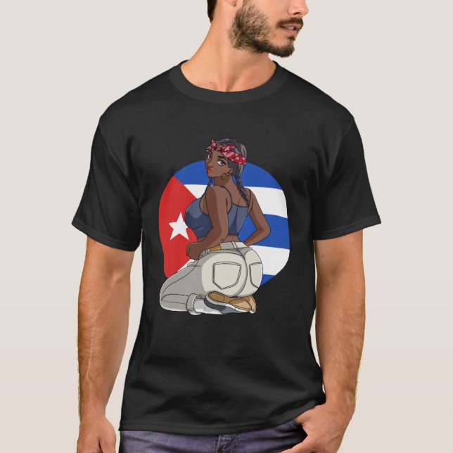 Camiseta Cubana Strong Latin Girl Cuba Flag Pride (Anverso)