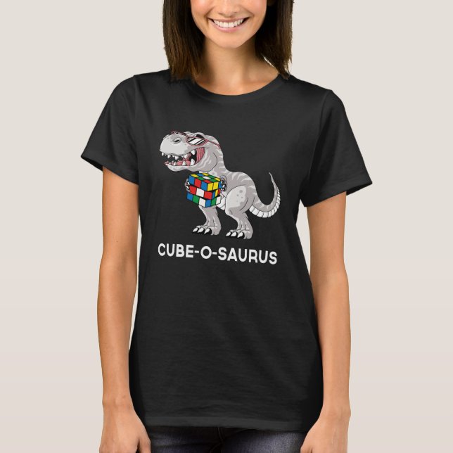 Camiseta Cube o saurus  Competitive Speed Cubing Dinosaur (Anverso)