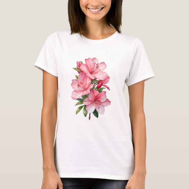 Camiseta Cubierta acuarela de flores de Azalea (Anverso)