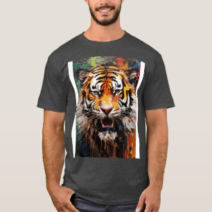 Camiseta Cubierta acuarela de la cara del tigre en crecimie