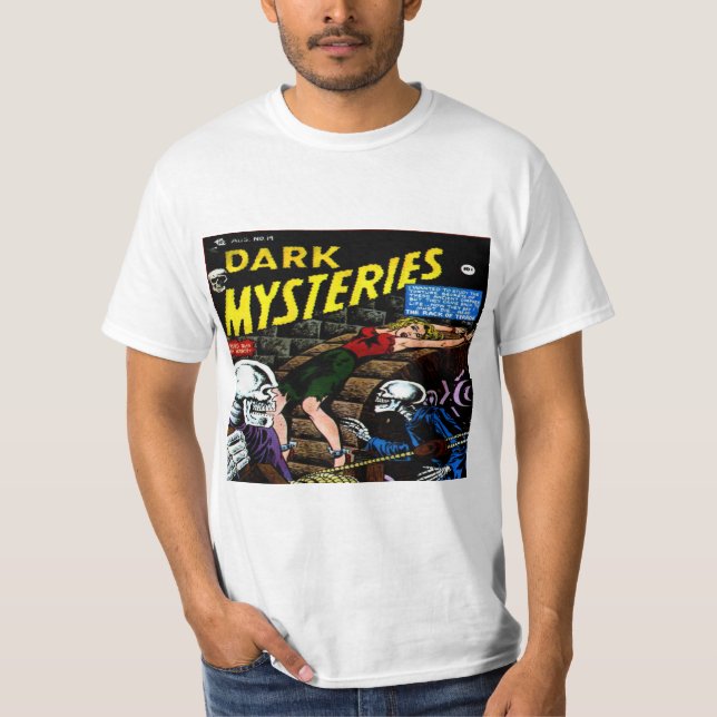 Camiseta Cubierta de cómic clásica de los misterios oscuros (Anverso)