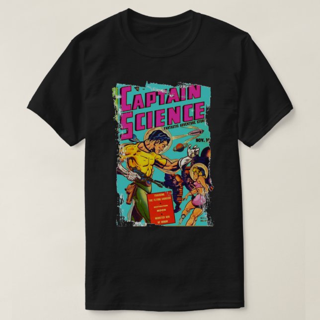 Camiseta Cubierta de historieta del Capitán de Ciencia Worl (Diseño del anverso)