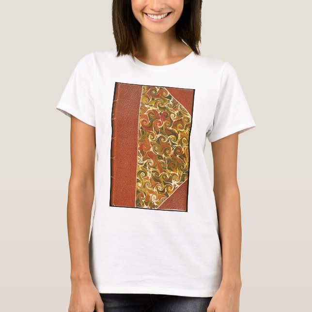 Camiseta Cubierta de libro antiguo con patrón de espiral or (Anverso)