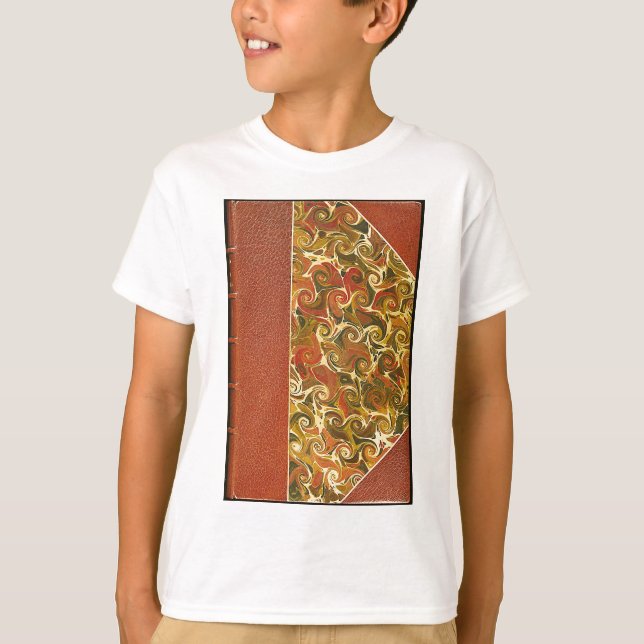 Camiseta Cubierta de libro antiguo con patrón de remolino o (Anverso)