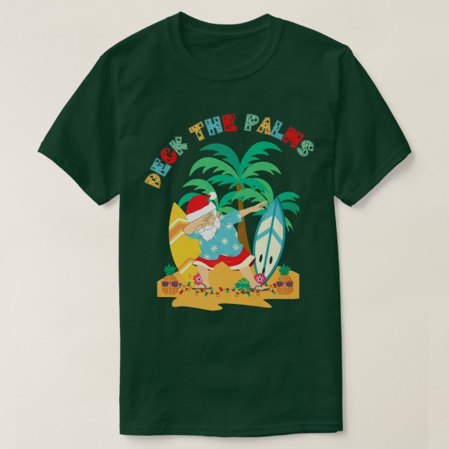 Camiseta Cubierta de palmeras en la playa tropical de Santa (Diseño del anverso)