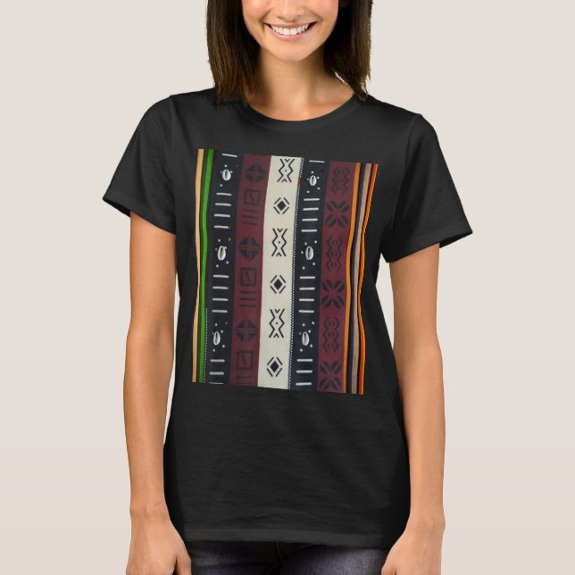Camiseta Cubierta de paño de lodo africana con bandas multi (Anverso)