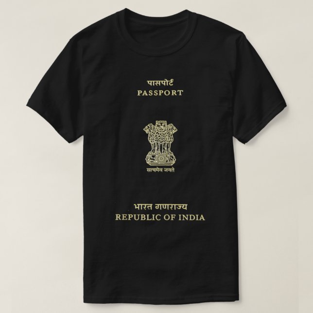 Camiseta Cubierta de pasaporte indio,regalo de turismo indi (Diseño del anverso)