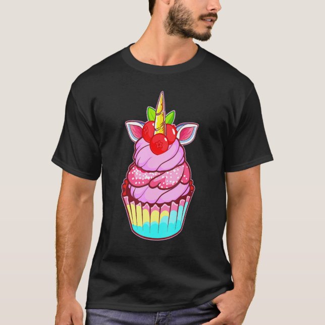 Camiseta Cubierta de unicornio dulce de arcoiris adorable (Anverso)