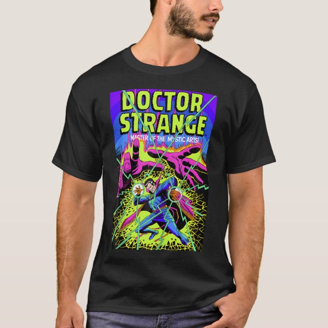 Camiseta Cubierta del cómic de Marvel Médico Strange Neon (Anverso)