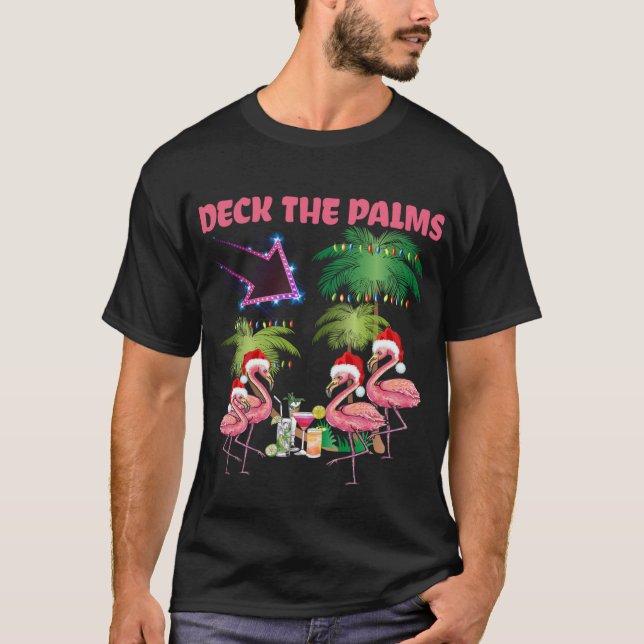Camiseta Cubierta Las Palmas Flamingo Navidades Tropicales  (Anverso)