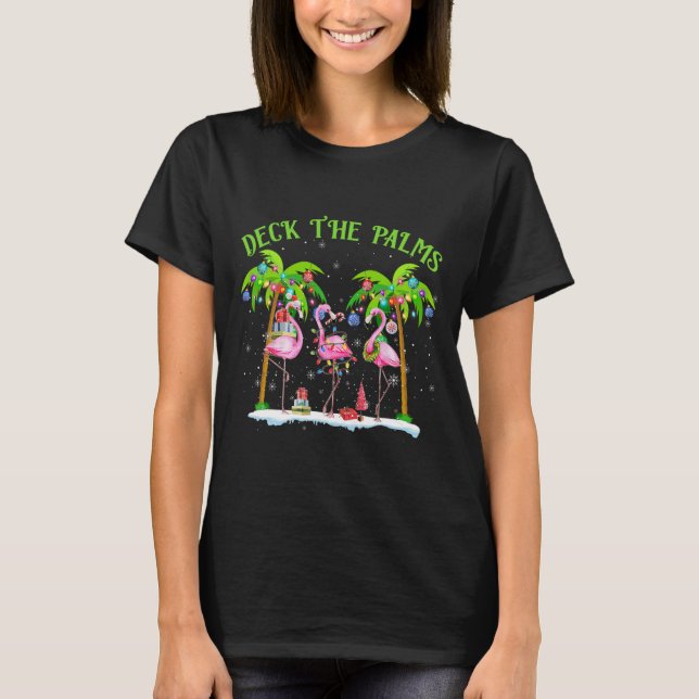 Camiseta Cubierta Las Palmas Flamingo Navidades Tropicales  (Anverso)