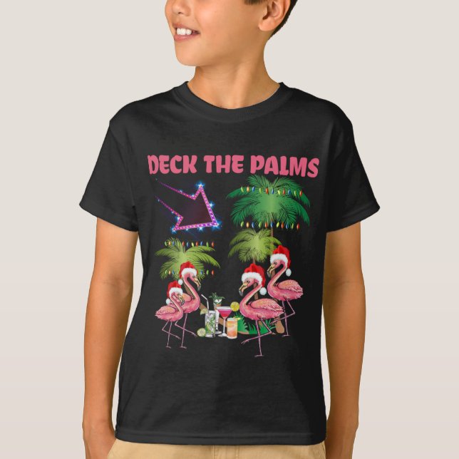 Camiseta Cubierta Las Palmas Flamingo Navidades Tropicales  (Anverso)