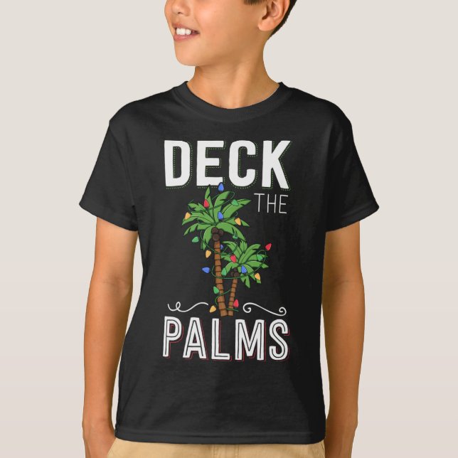 Camiseta Cubierta Las Palmas Tropicales De Navidades Hawaii (Anverso)