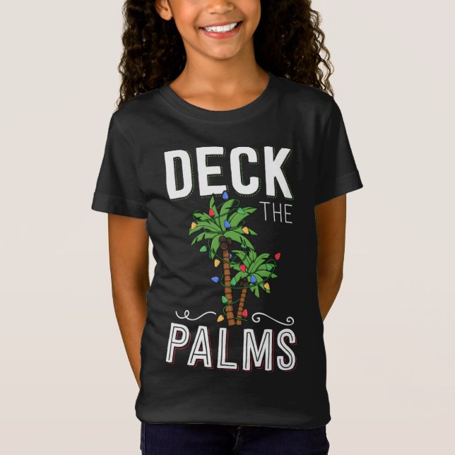 Camiseta Cubierta Las Palmas Tropicales De Navidades Hawaii (Anverso)
