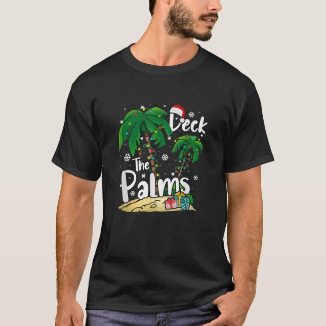 Camiseta Cubierta Las Palmas Tropicales De Navidades Hawaii (Anverso)