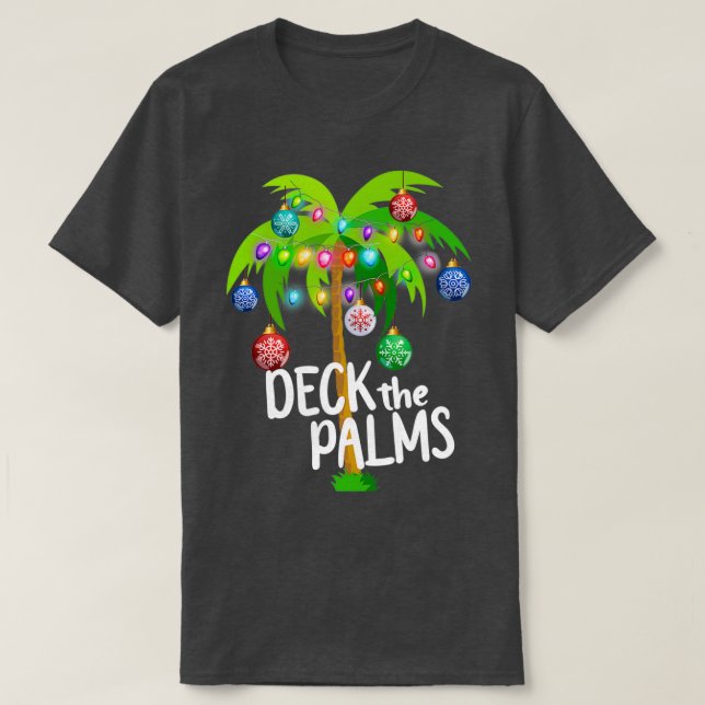 Camiseta Cubierta Las Palmas Tropicales De Navidades Hawaii (Diseño del anverso)