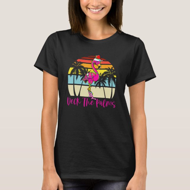Camiseta Cubierta Las Palmeras Navidades Flamingo Palm Tree (Anverso)