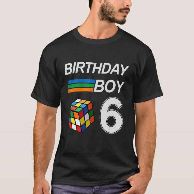 Camiseta Cubing de Velocidad Competitivo Cumpleaños de 6 Añ (Anverso)