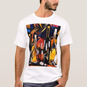 Camiseta Cubism Wine Themem: Botellas y uvas