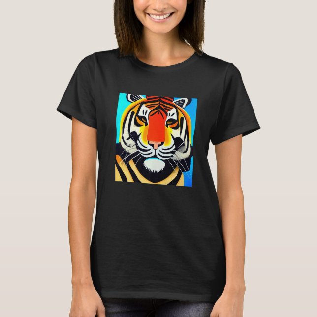Camiseta Cubismo de tigres de Guay sonriente (Anverso)