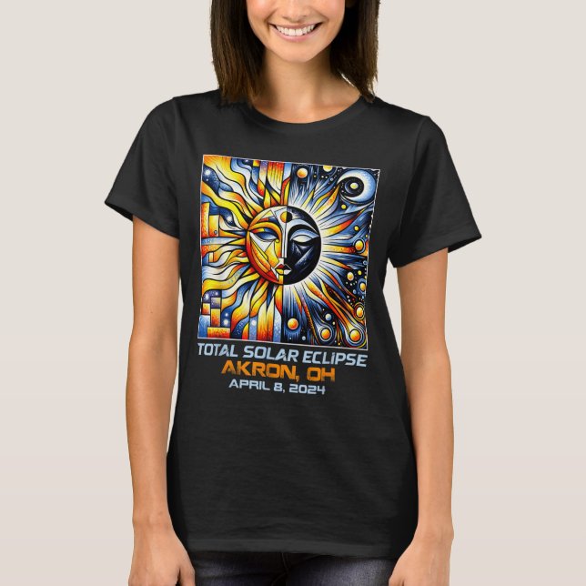 Camiseta Cubismo Eclipse Total de Sol Akron Ohio (Anverso)