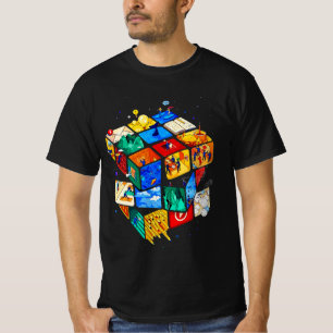 Camiseta Cubo Abstracto Colorido en el Espacio Surrealism
